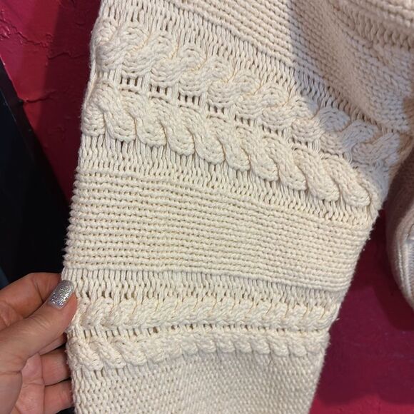 Anthropologie HAZEL Cream Cable Knit Crew Neck Sweater. Sz XL - Picture 6 of 12